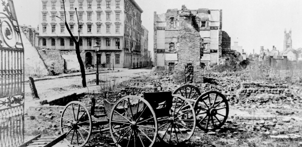 This is an image of the destruction of Charleston in the aftermath of the Civil War. 